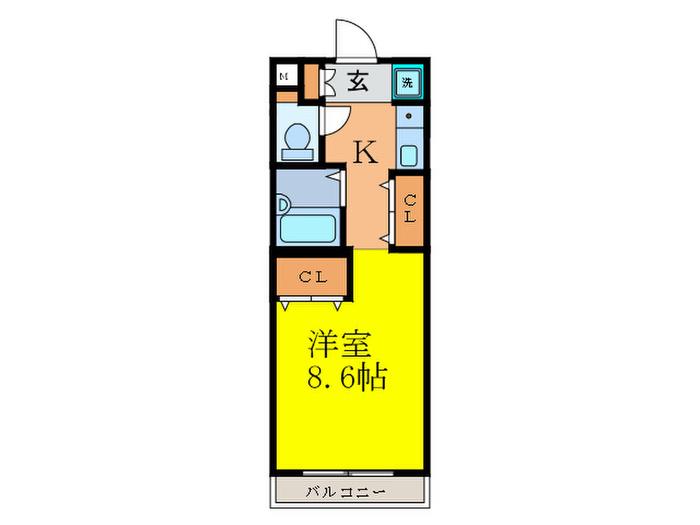 グランベル昭和(1K/1階)の間取り写真