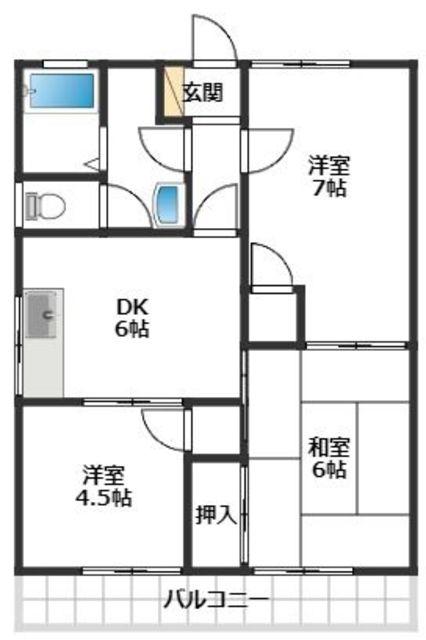 インライフ(3DK/1階)の間取り写真
