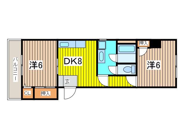 サンドーレ(2DK/2階)の間取り写真