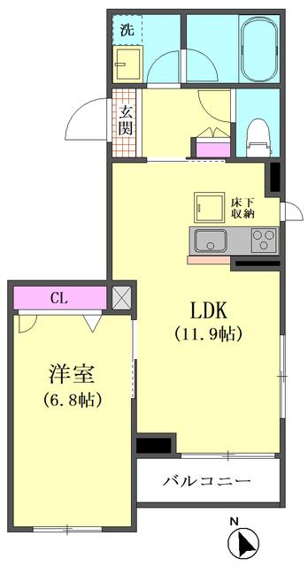 WINSEED大森イースト(1LDK/1階)の間取り写真
