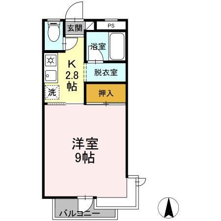 アピア開成(1K/1階)の間取り写真