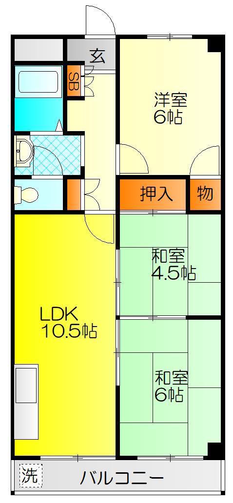 クレセントハイツ鶴見(3LDK/5階)の間取り写真