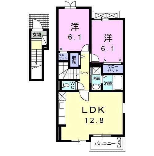 パルテールB(2LDK/2階)の間取り写真