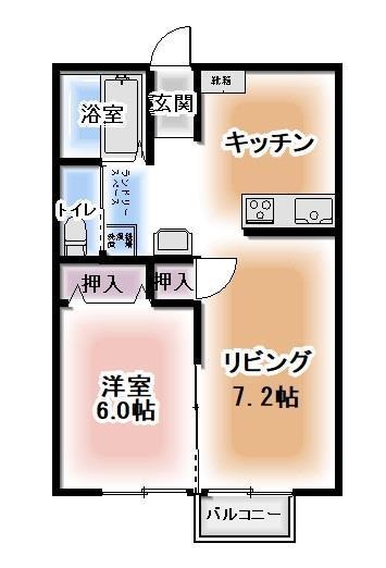 ガルテン宿畑B棟(2K/1階)の間取り写真