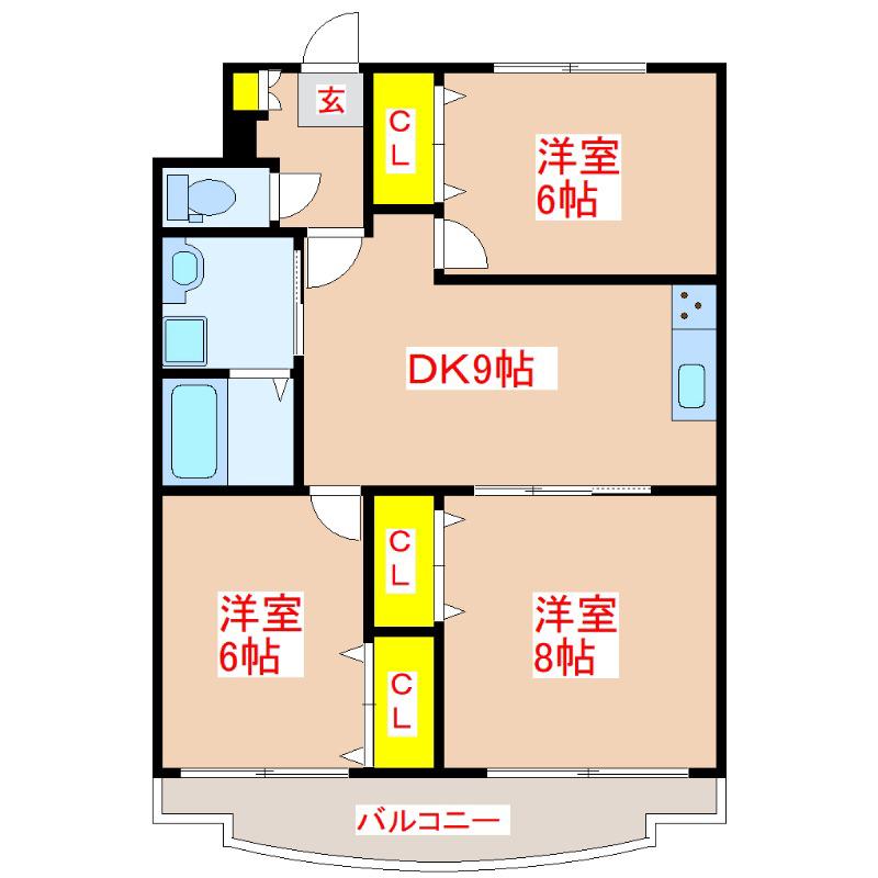 ミルキウェイ(3DK/2階)の間取り写真