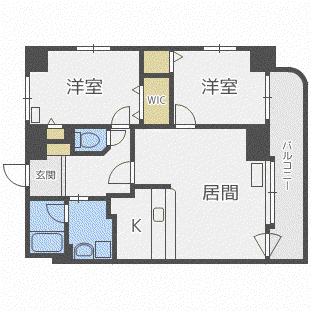 インペリアル山鼻(2LDK/3階)の間取り写真