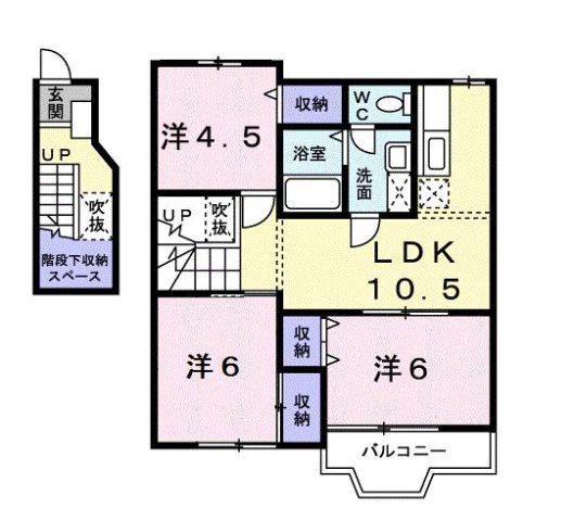 BAY MOAT A(3DK/2階)の間取り写真
