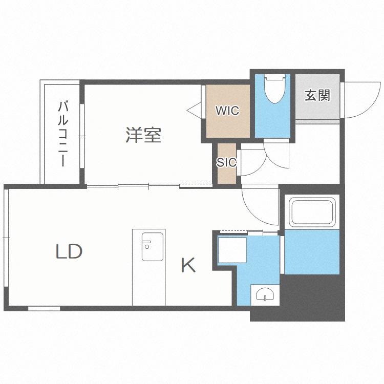 ヴァンテール月寒東(1LDK/1階)の間取り写真