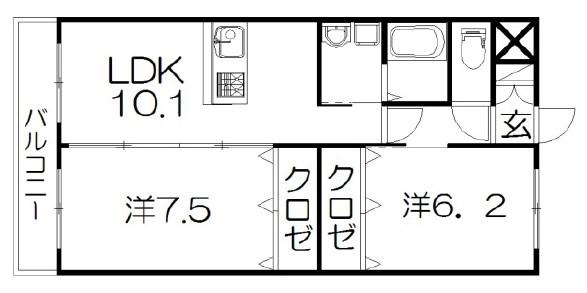 カルムシャンブル(2LDK/2階)の間取り写真