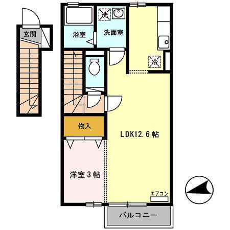 いわて銀河鉄道線 厨川駅 徒歩14分 2階建 築18年(1LDK/2階)の間取り写真