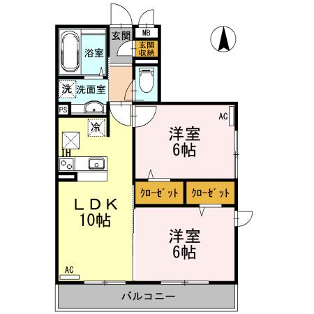 ラ・ルーチェ(2LDK/1階)の間取り写真