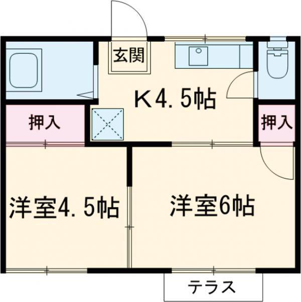 フォーブル大井田A(2DK/1階)の間取り写真