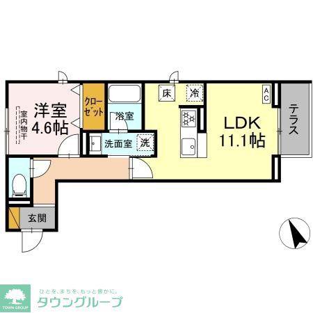 ハスクバーナ江戸川台(1LDK/1階)の間取り写真