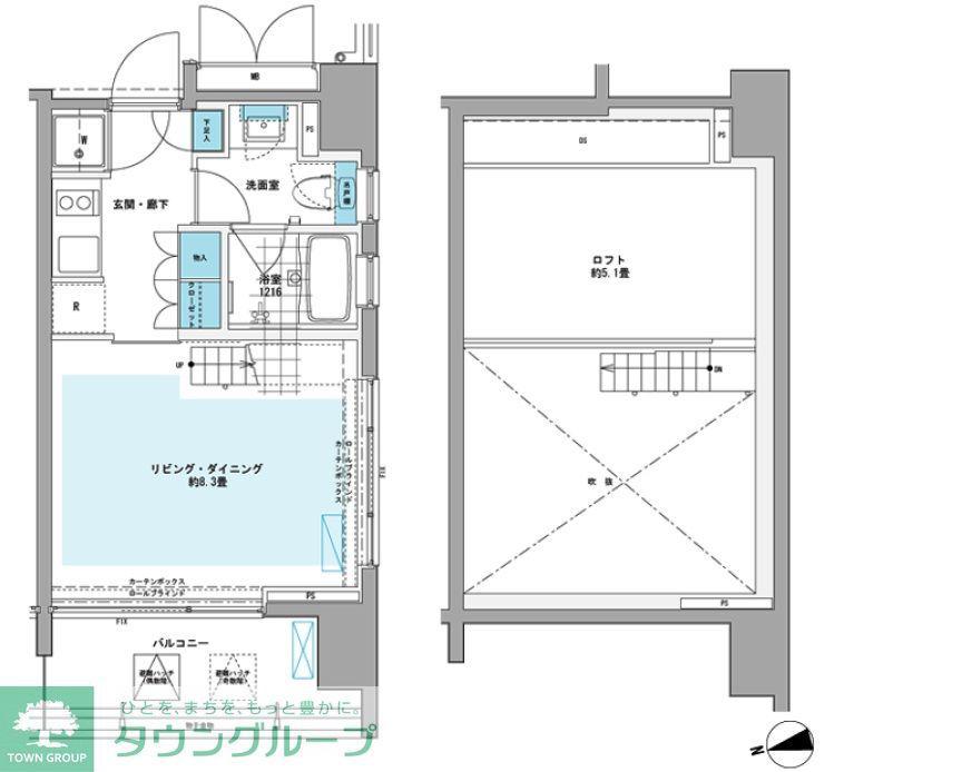 プライムアーバン芝浦LOFT(1K/10階)の間取り写真