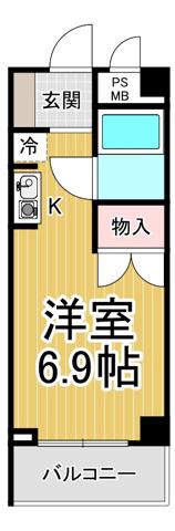 リバーサイドハイツ米田(1K/3階)の間取り写真