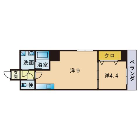 ウイング赤坂(1LDK/4階)の間取り写真