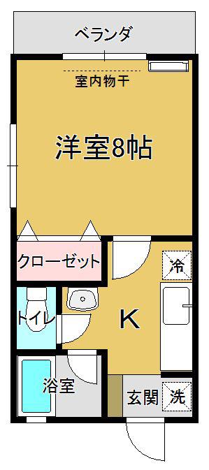 ハイツスズラン(1K/2階)の間取り写真