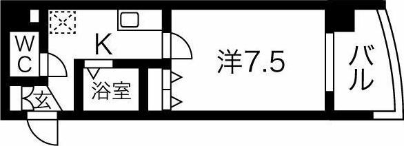 マンションリバーサイド(1K/4階)の間取り写真