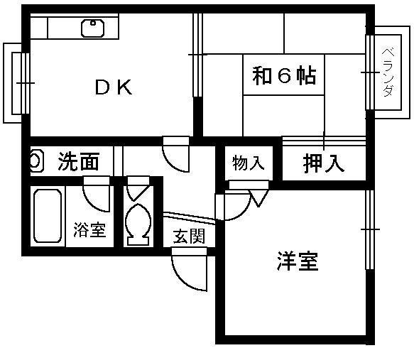 フレグランス浜寺船尾(2DK/1階)の間取り写真