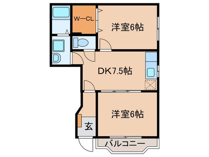 ルマージュ神戸3番館(2DK/1階)の間取り写真