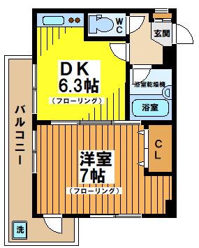 ロイヤルパレス代々木(1DK/2階)の間取り写真