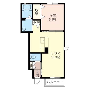 メゾンプレジール シャーメゾン(1LDK/1階)の間取り写真