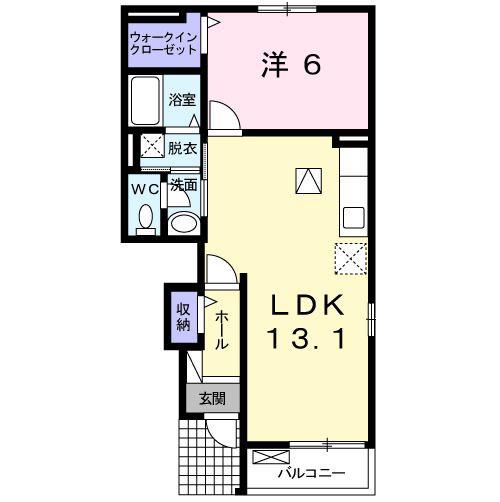 アウローラ・F(1LDK/1階)の間取り写真