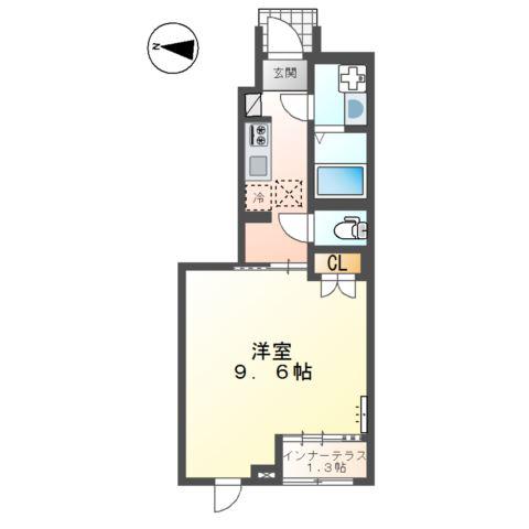 スターテラスII南蔵王町(1K/1階)の間取り写真