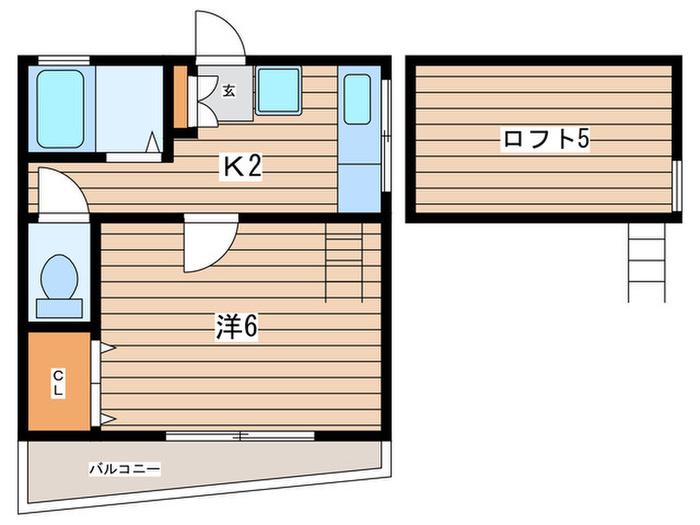 ENコート(1K/2階)の間取り写真