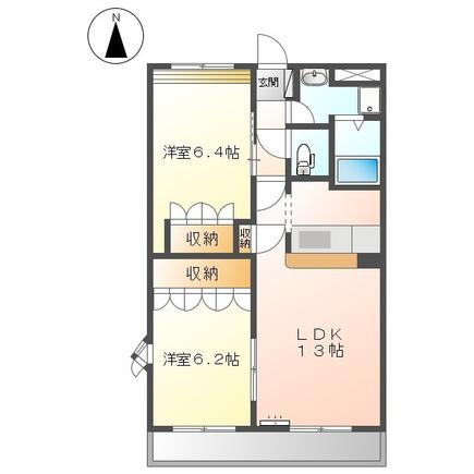 ミラーアイランドGI(2LDK/2階)の間取り写真