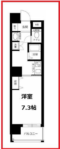 ベルグレードA(1K/9階)の間取り写真