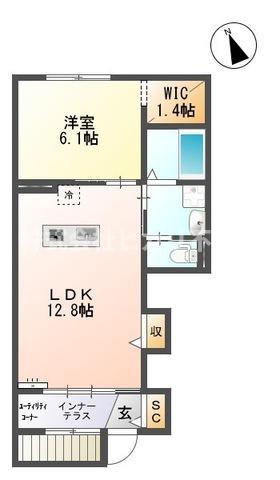 アルデア62(1LDK/1階)の間取り写真