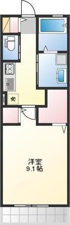 LIS&65287N HEIGHTS(1K/2階)の間取り写真