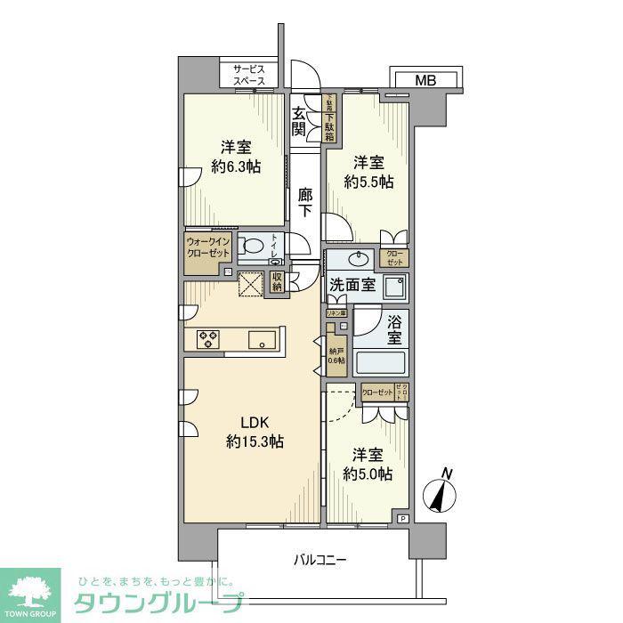 プラウド小竹向原(3LDK/6階)の間取り写真