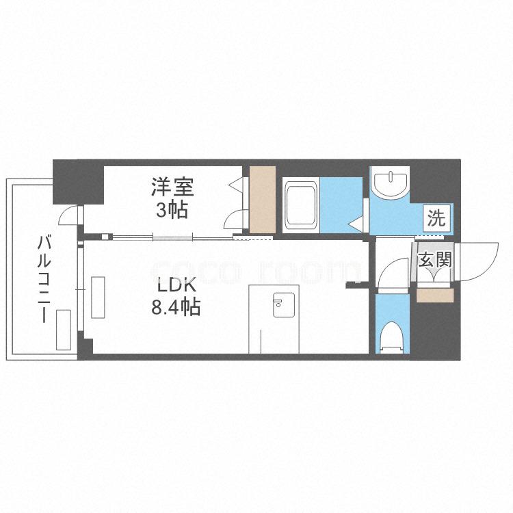 プレサンス難波マジョリティ(1LDK/6階)の間取り写真