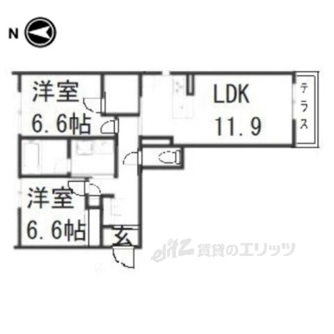 シャーメゾン久我(2LDK/1階)の間取り写真