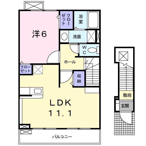 ハーベストホーム壱番館 II(1LDK/2階)の間取り写真