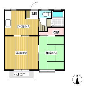 エーデルハイツA棟(2DK/1階)の間取り写真