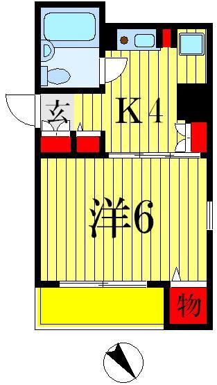ブライトン北松戸(1K/7階)の間取り写真