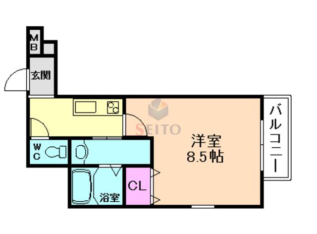 フジパレス三津屋V番館(1K/1階)の間取り写真