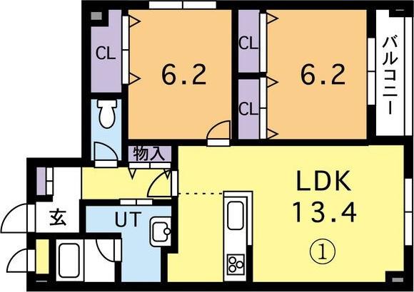 エムズ北23条(2LDK/3階)の間取り写真