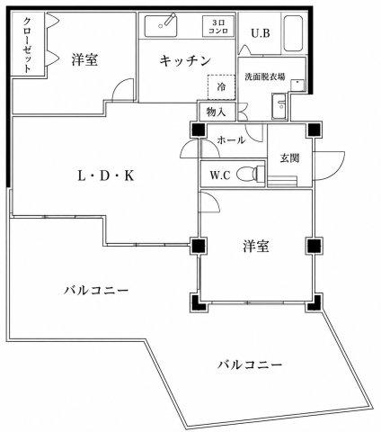 サンヴィラ六甲2号館(2LDK/2階)の間取り写真