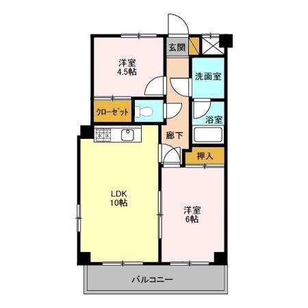 第5フェニックス(2LDK/4階)の間取り写真