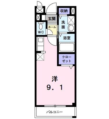 エクレール古結V(ワンルーム/2階)の間取り写真