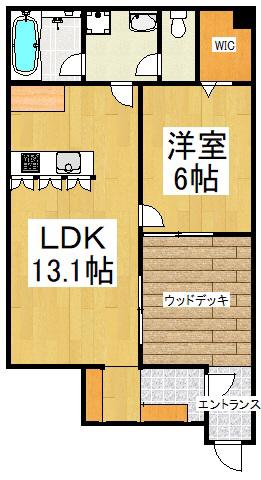 エコリビングステージ上北台 南棟(1LDK/1階)の間取り写真