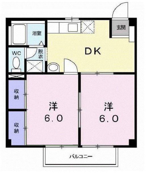 シルフィード(2DK/1階)の間取り写真