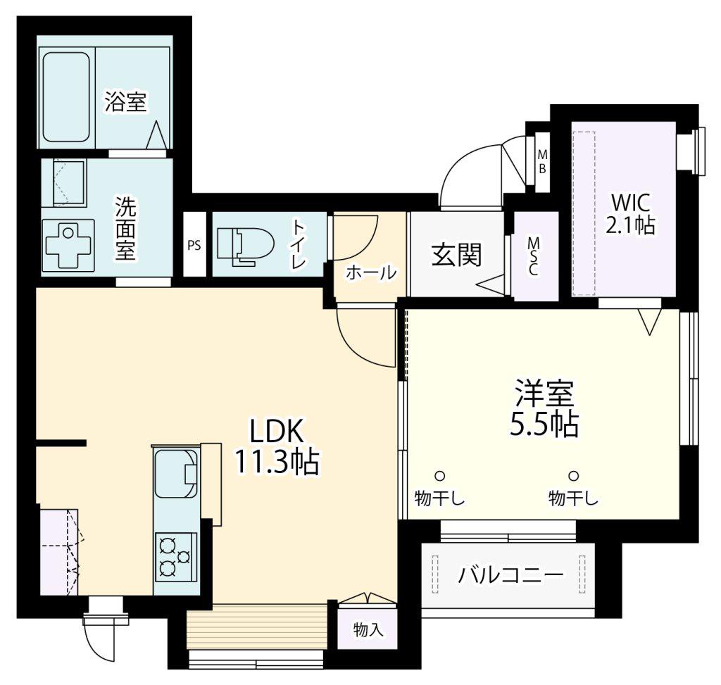 RIKEENO渋谷本町(1LDK/2階)の間取り写真
