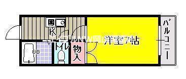 シャルムパレスB(1K/2階)の間取り写真