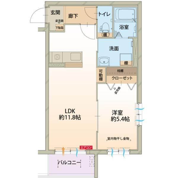 アスニール 小島町(1LDK/3階)の間取り写真