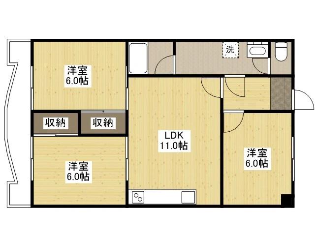 泰平コーポ(3LDK/3階)の間取り写真